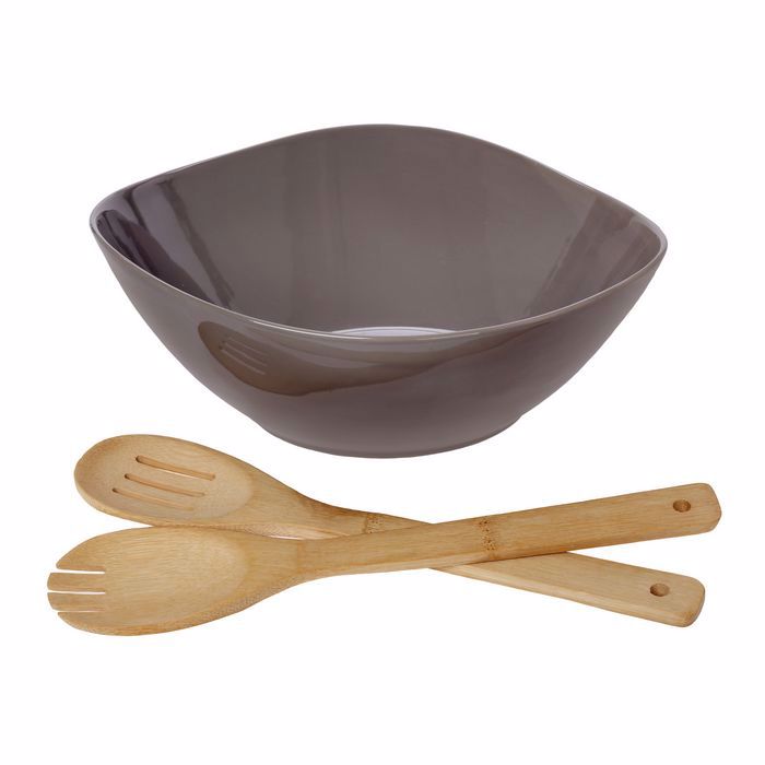 Cryspo Trio Salatiera Porselanis Trigniki me Koutales Bamboo 'BEIGEGREY' 26000933